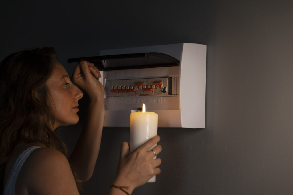 women holding candles during power outage